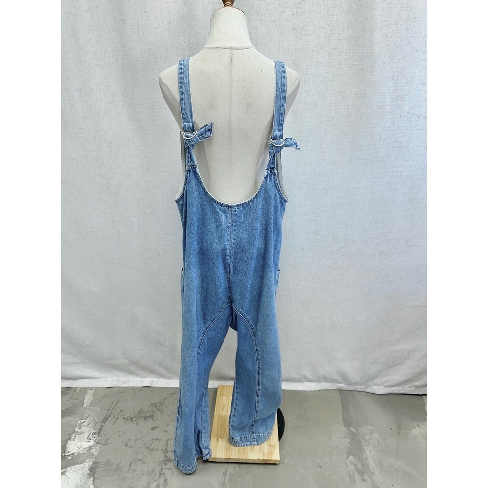 Free People High Roller Slouchy overalls in Kansas Cotton Blue Denim Size Medium - Picture 8 of 16